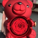 Rotating Bear Gift Box Eternal Rose Teddy Bear Jewelry Box With Necklace Valentine Wedding Special Present For Girlfriend Anniversary Gift Jewelry Box - Image 4